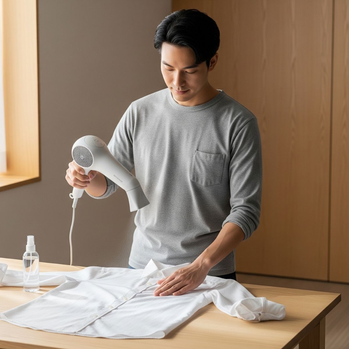 cách là ủi áo sơ mi nam không dùng bàn là