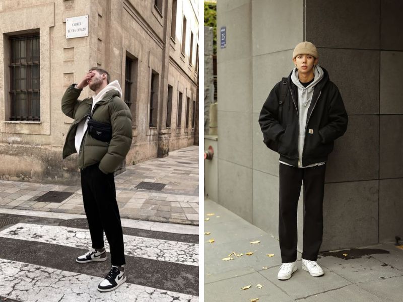 cách mix đồ mùa đông cho nam chân to