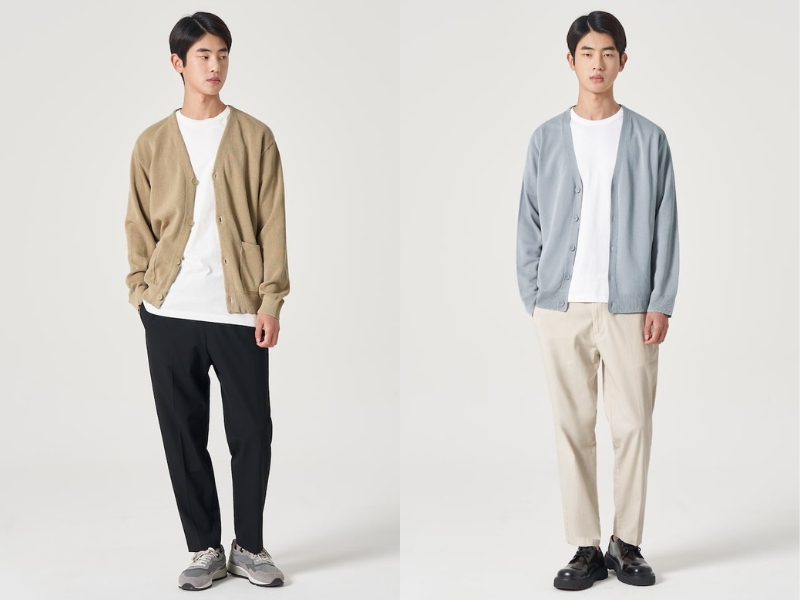 cách phối đồ với áo cardigan nam