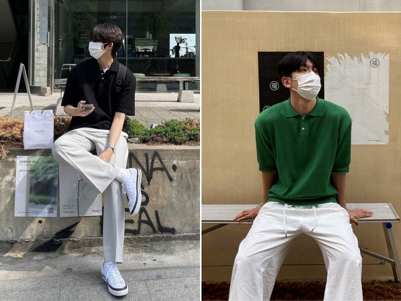 cách phối đồ với quần màu trắng cho nam