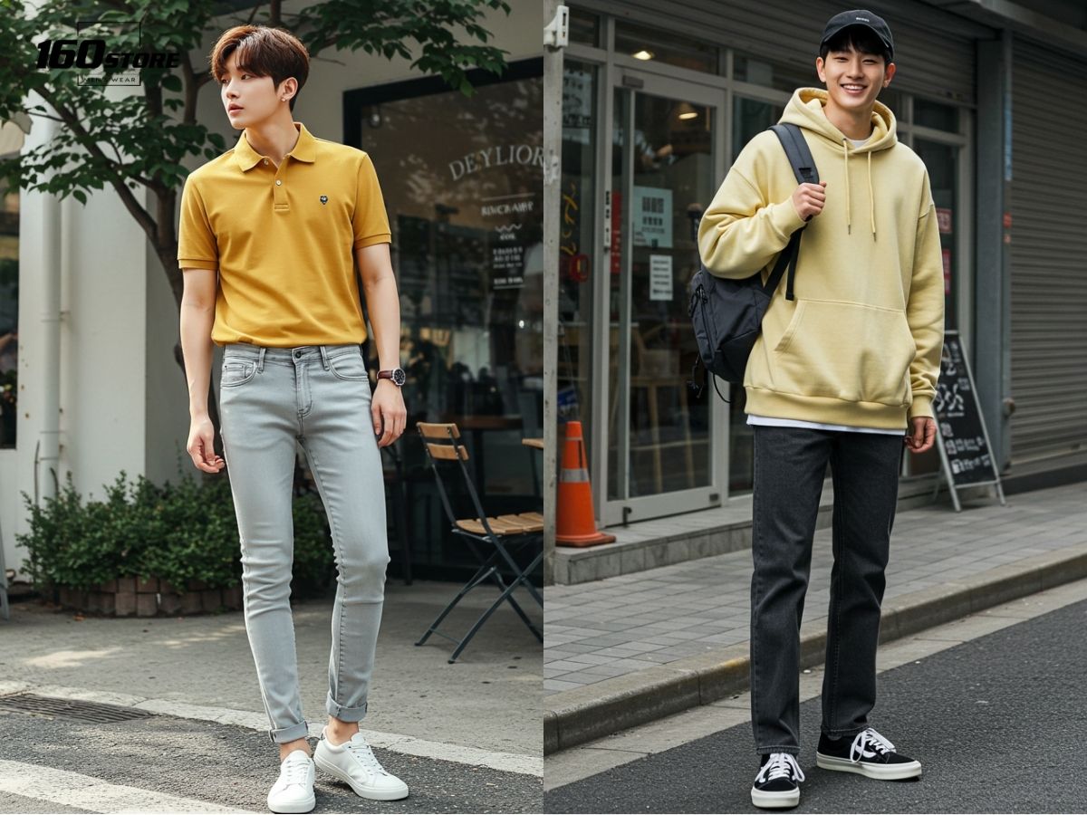 phối đồ quần jean xám nam