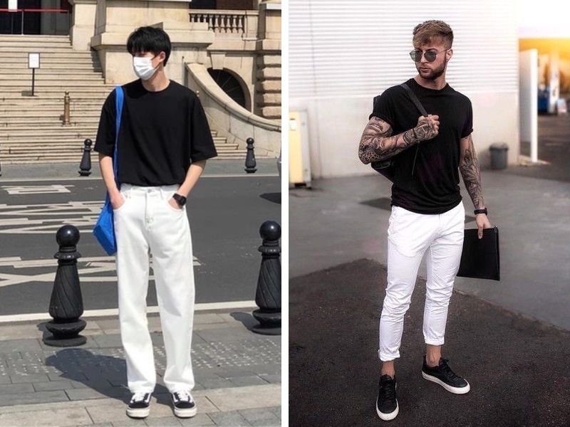 Cách phối đồ trắng đen nam