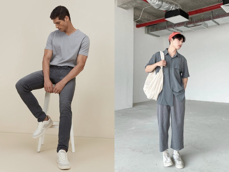 Phối đồ với màu ghi cho nam