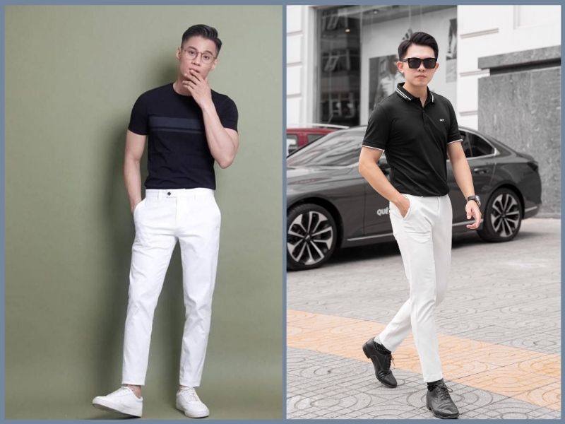 Quần màu trắng hợp với áo màu gì