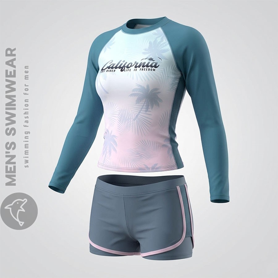 Bộ bơi nữ dài tay quần 2 lớp đẹp - Ảnh 2