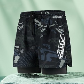 Quần bơi nam 2 lớp đen cao cấp