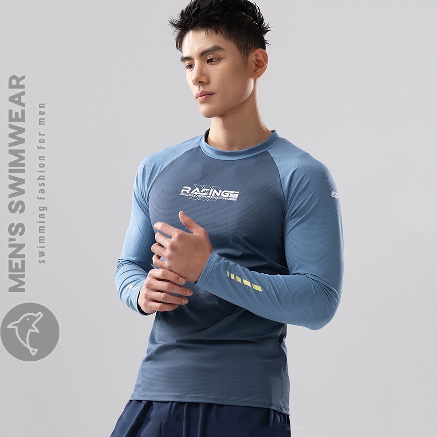 Áo bơi dài tay nam xanh cao cấp - Ảnh 2