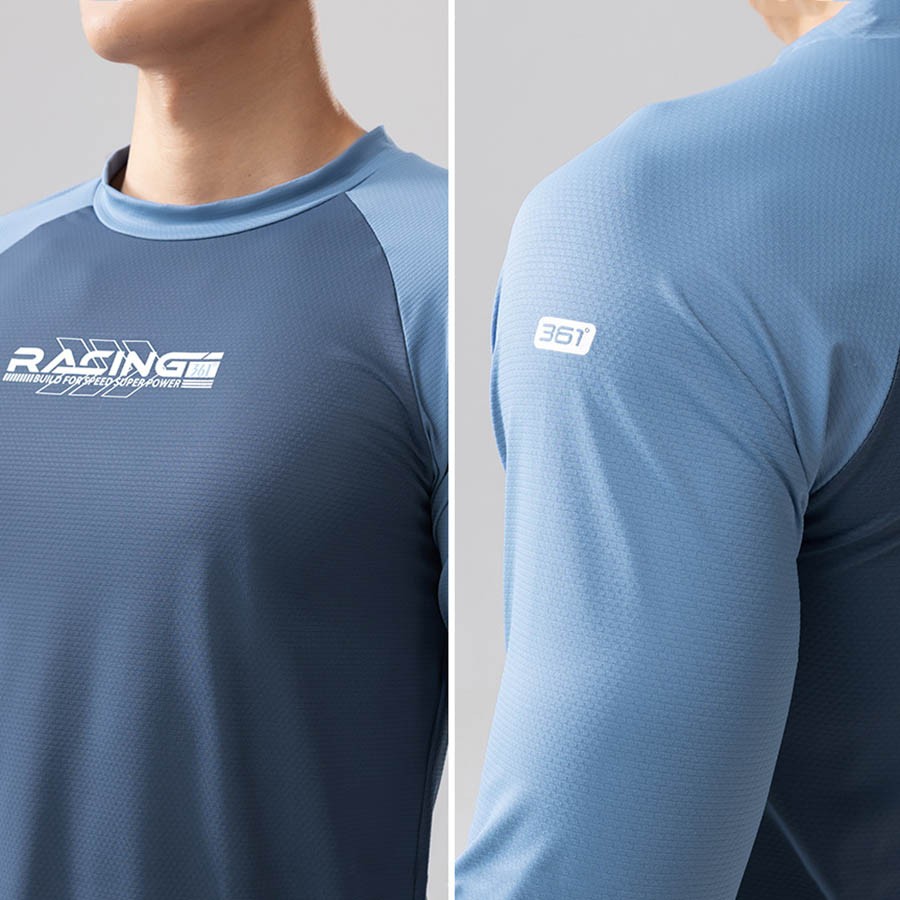 Áo bơi dài tay nam xanh cao cấp - Ảnh 4