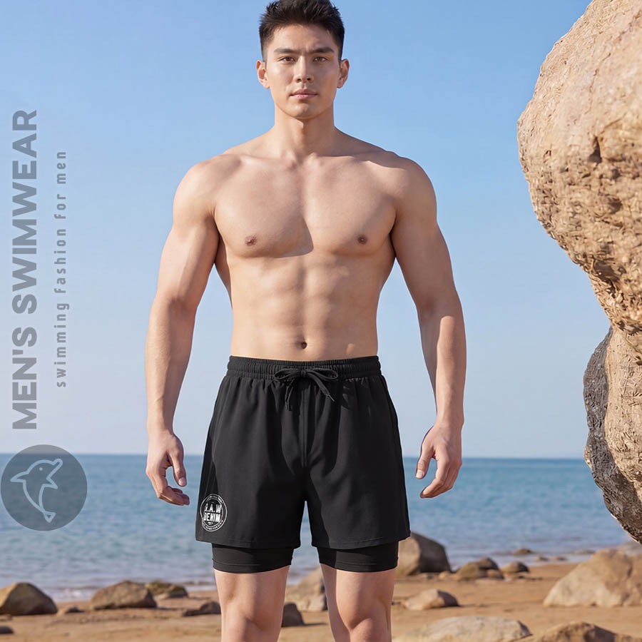 Bộ đồ bơi dài tay quần 2 lớp đen - Ảnh 0