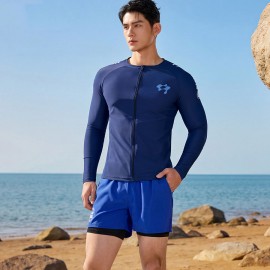 Bộ đồ bơi dài tay quần 2 lớp xanh