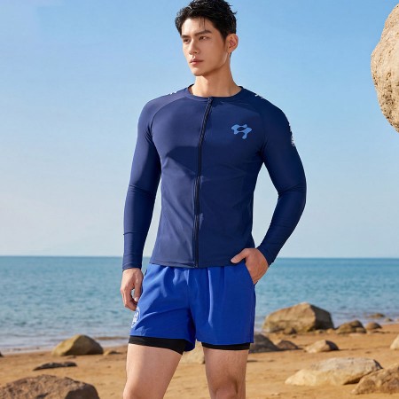 Bộ đồ bơi dài tay quần 2 lớp xanh